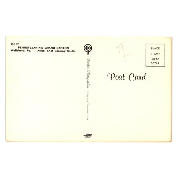 Pennsylvania Grand Canyon Aerial Wellsboro PA Vintage Postcard Unused Chambers - Picture 2 of 2